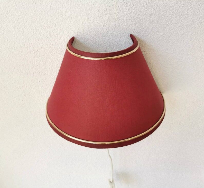 Vintage brass wall lamp with fabric lampshade, 80s