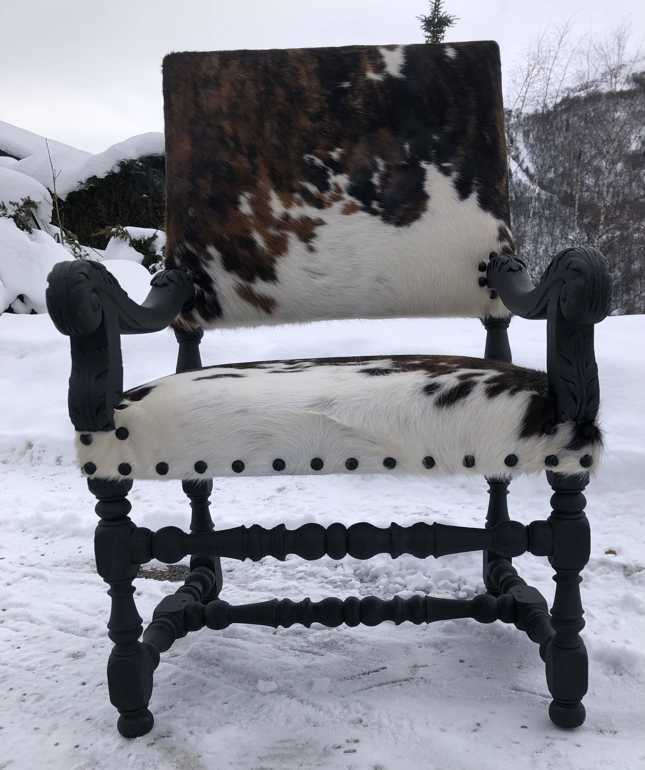 Cowhide armchair
