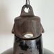 Industrial Black Enamel Factory Lamp with Cast Iron Top, 1950s