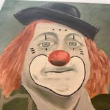 Tableau clown huile sur toile signée