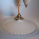 Suspension rises and falls - Opaline and fluted glass - 1930