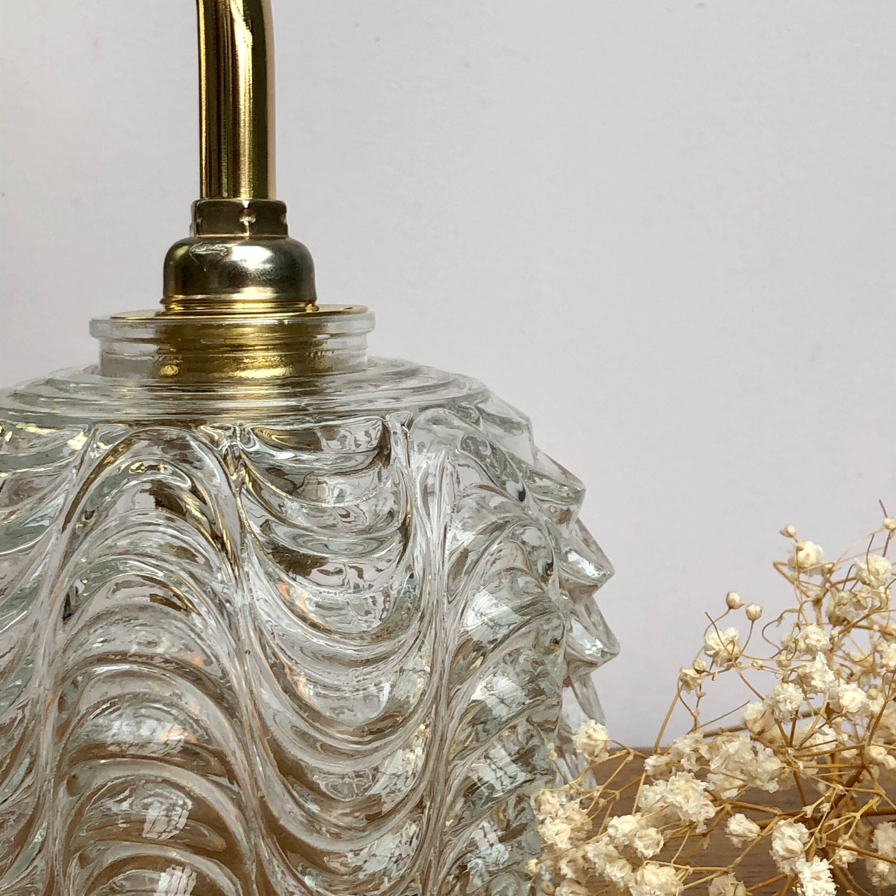 Vintage moulded glass globe applique