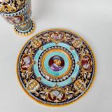 Ewer and its basin, in Gien earthenware, Renaissance model, 20th century.