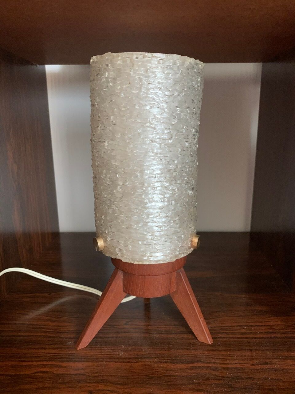 Scandinavian style tripod table lamp in teak by Arlus circa 50's/ 60
