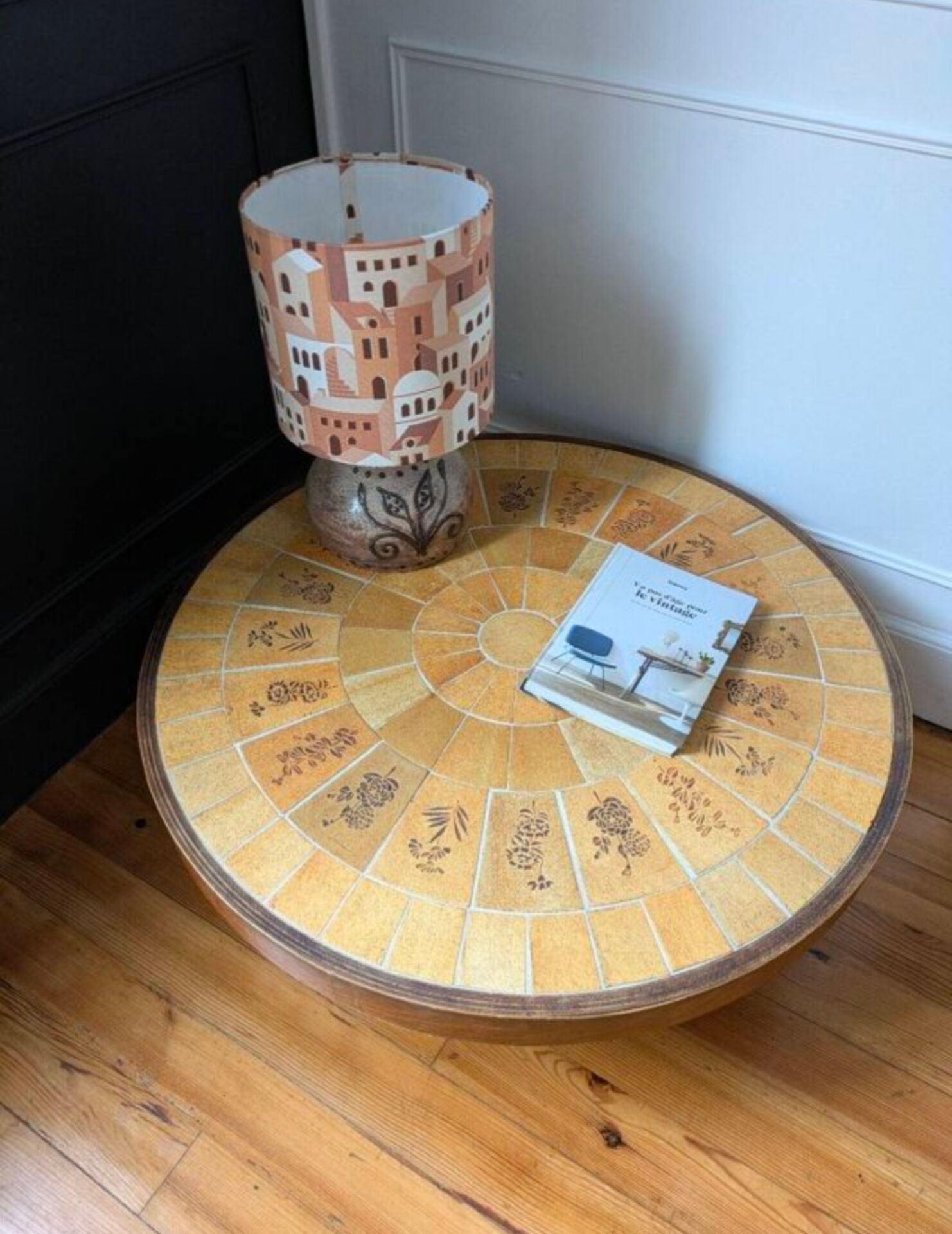 rare table basse ''ronde'' Vallauris par Raymonde Leduc.