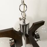 Mazzega Murano chandelier with 4 balls and teak, 1960