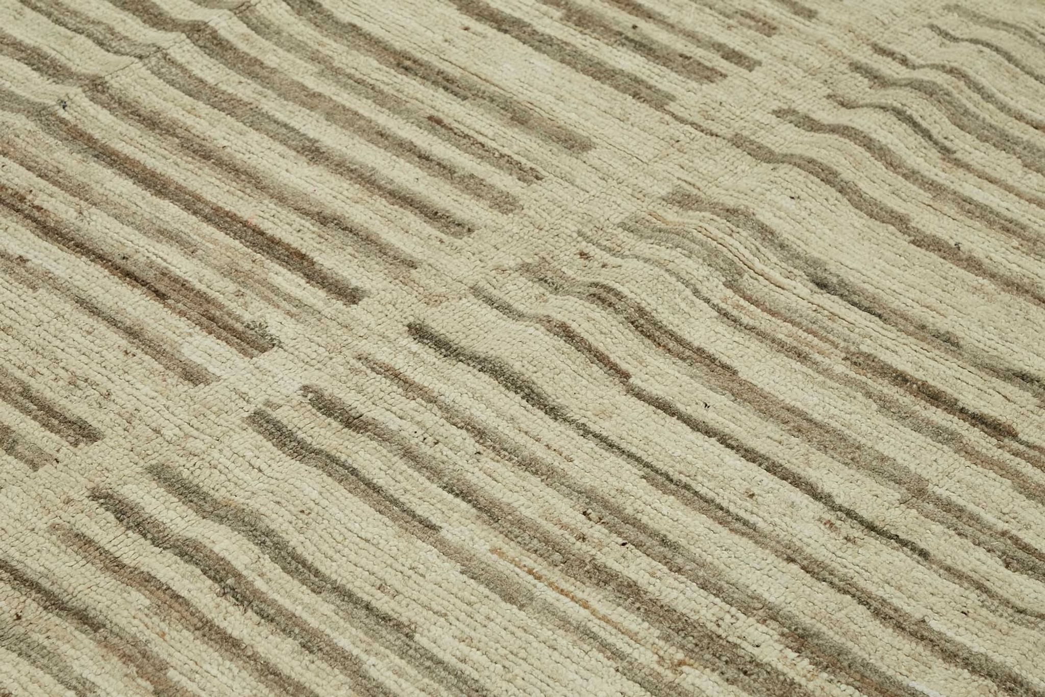 Tapis turc rustique tissé à la main en laine beige 276 cm x 358 cm