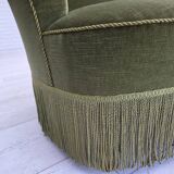 1960s, Danish 2-seater sofa, green furniture velour, beech wood.