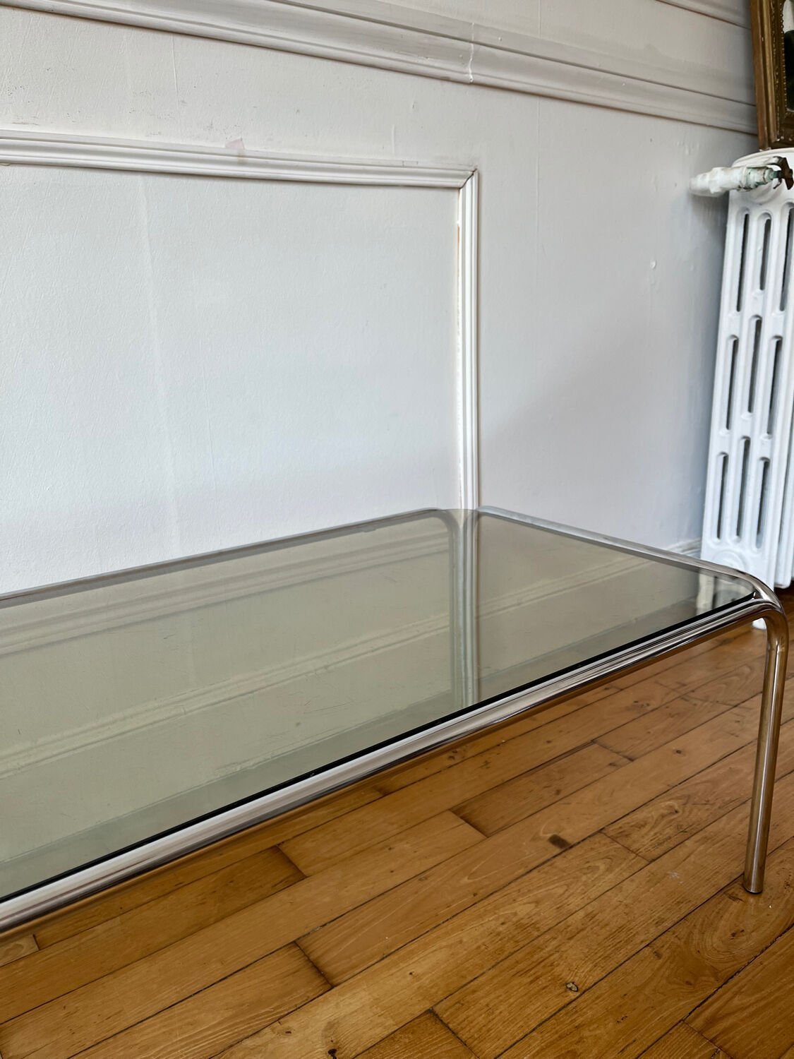 Vintage smoked glass coffee table