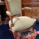 18th century Louis XVI green velvet cabriolet armchair