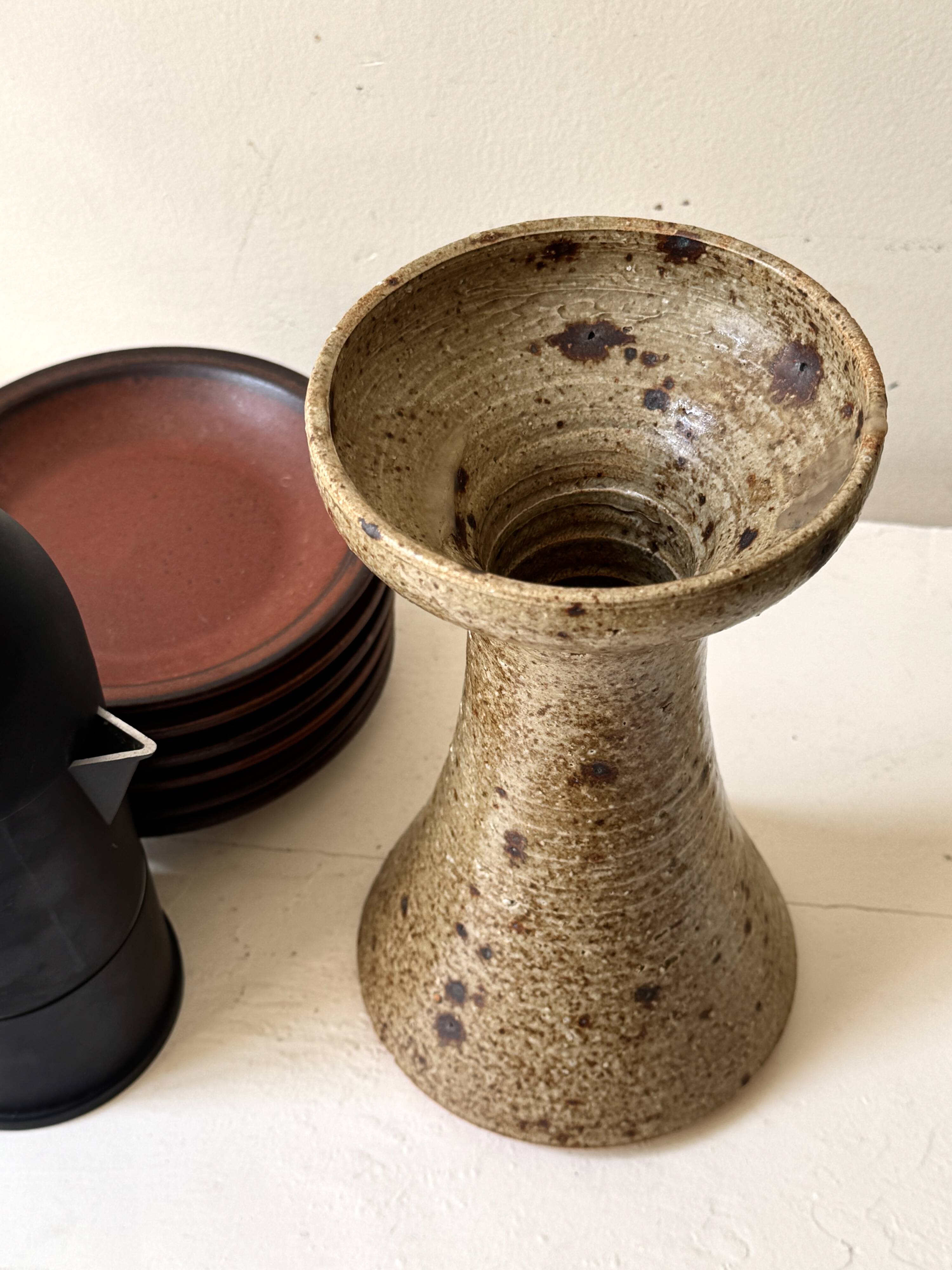 Pyrite stone candlestick vase, Alain Blanchard 1970