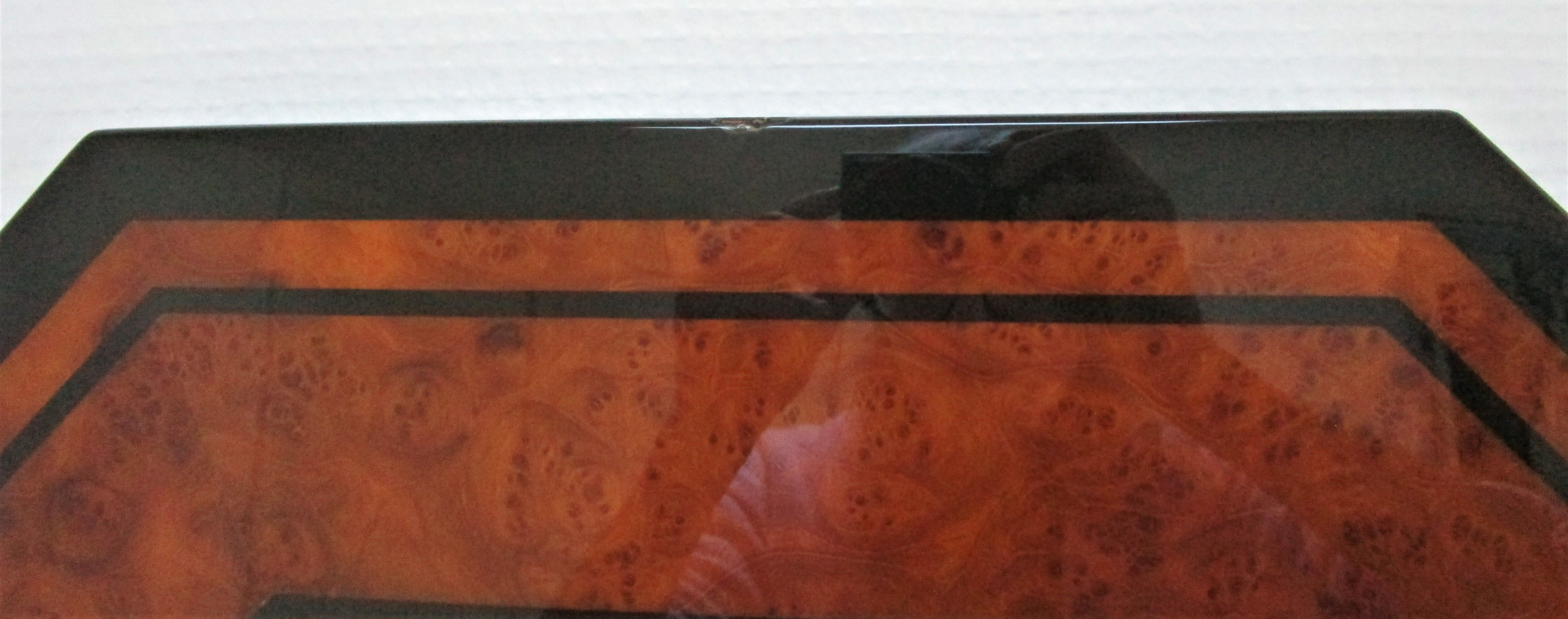 Octagonal wooden mirror by Jean-Claude Mahey