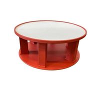 Grande table basse ronde vintage XL orange en bois / table basse