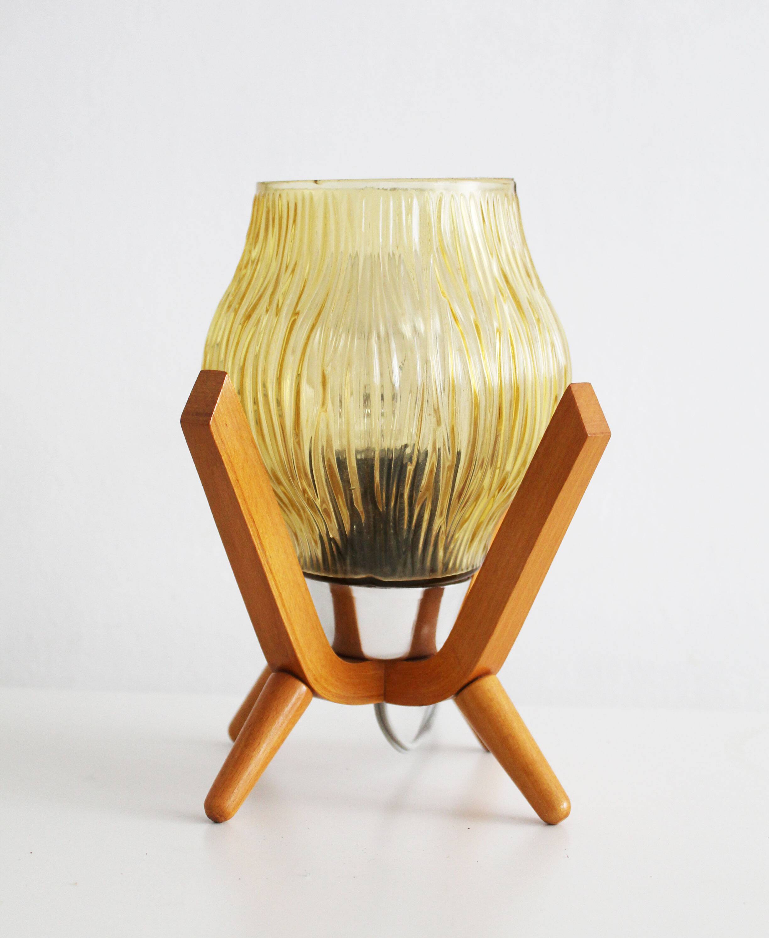 Paire de lampes de chevet vintage des années 1970 par Drevo Humpolec