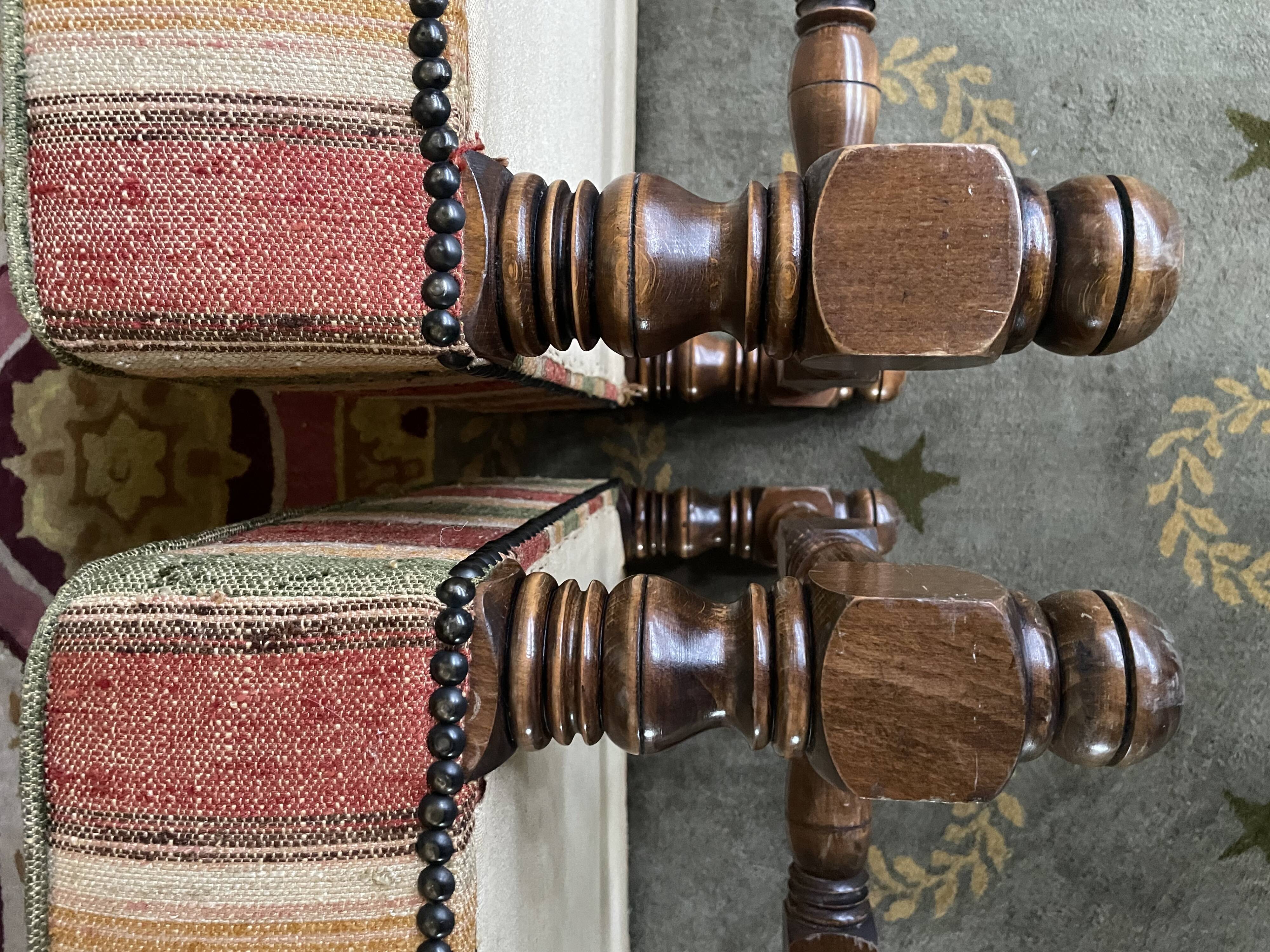 Pair of Louis XIII style poufs