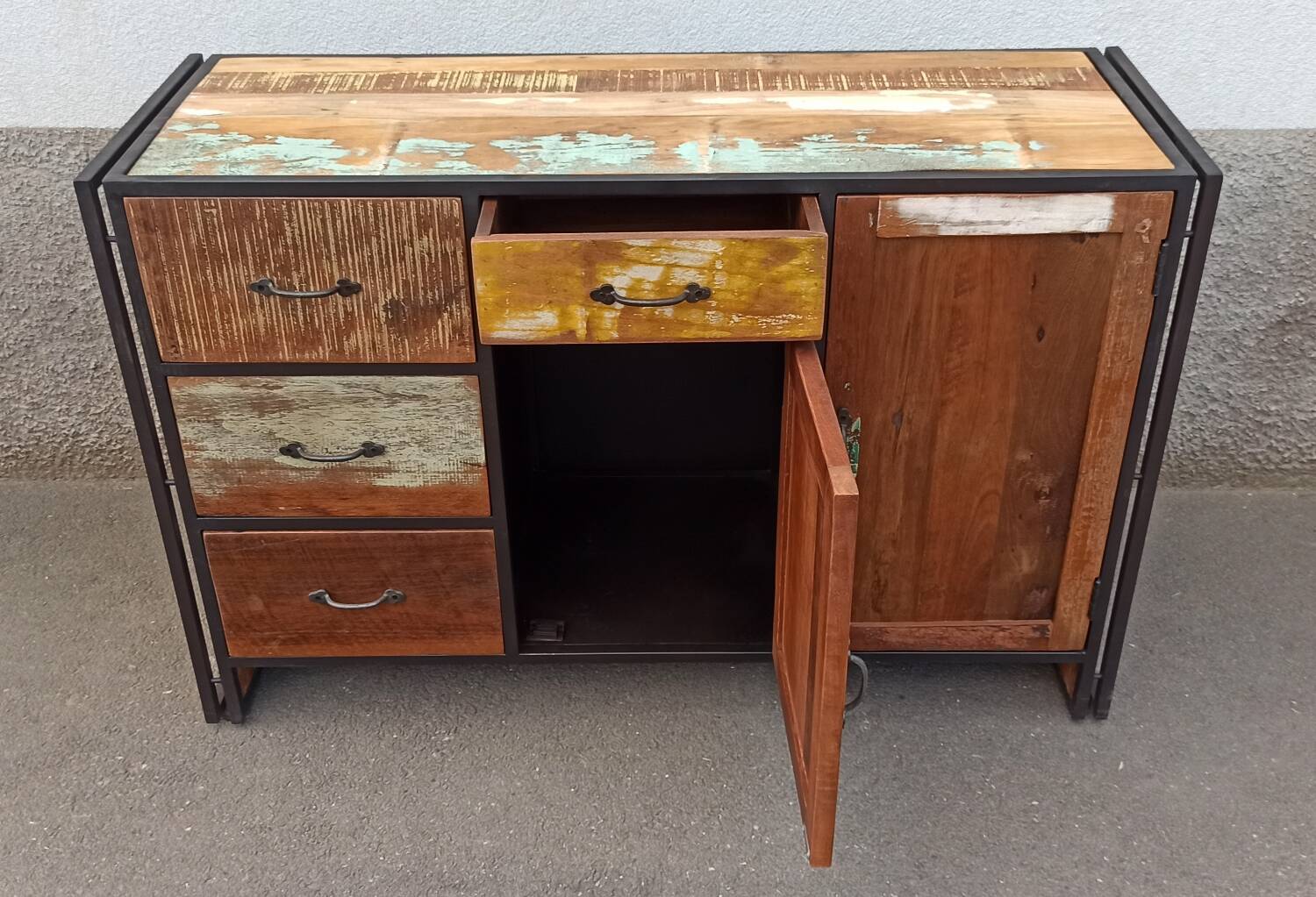 Colorful wooden sideboard