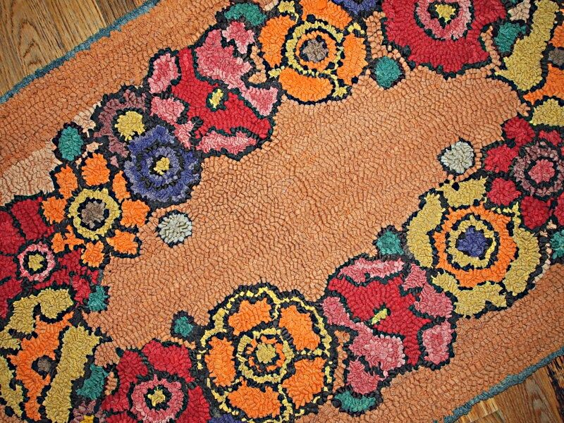 Carpet American made hooked hand 62x113cm - 1920