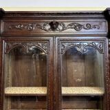 Renaissance style hunting lodge library in carved oak circa