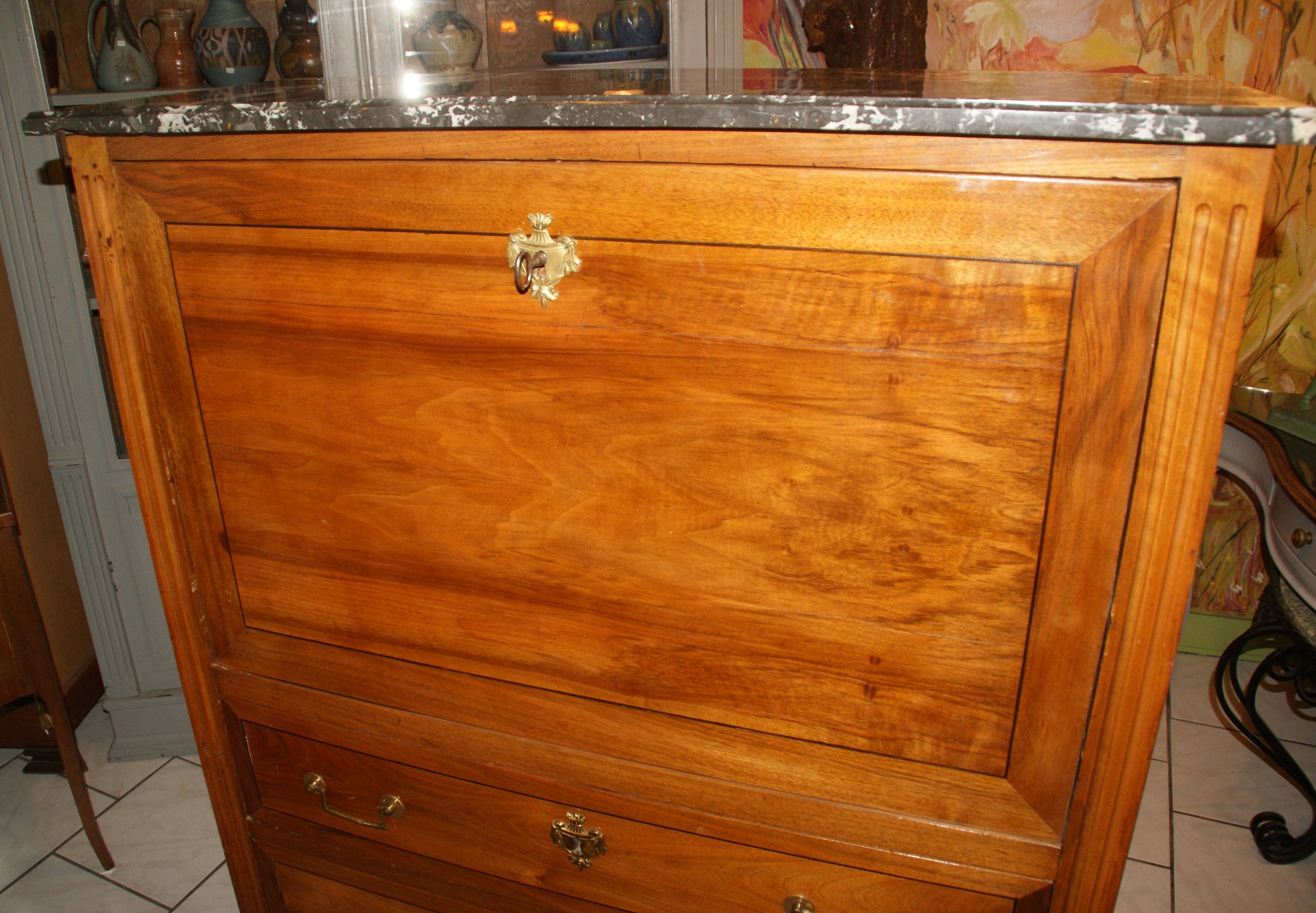 Louis XVI period light mahogany secretary