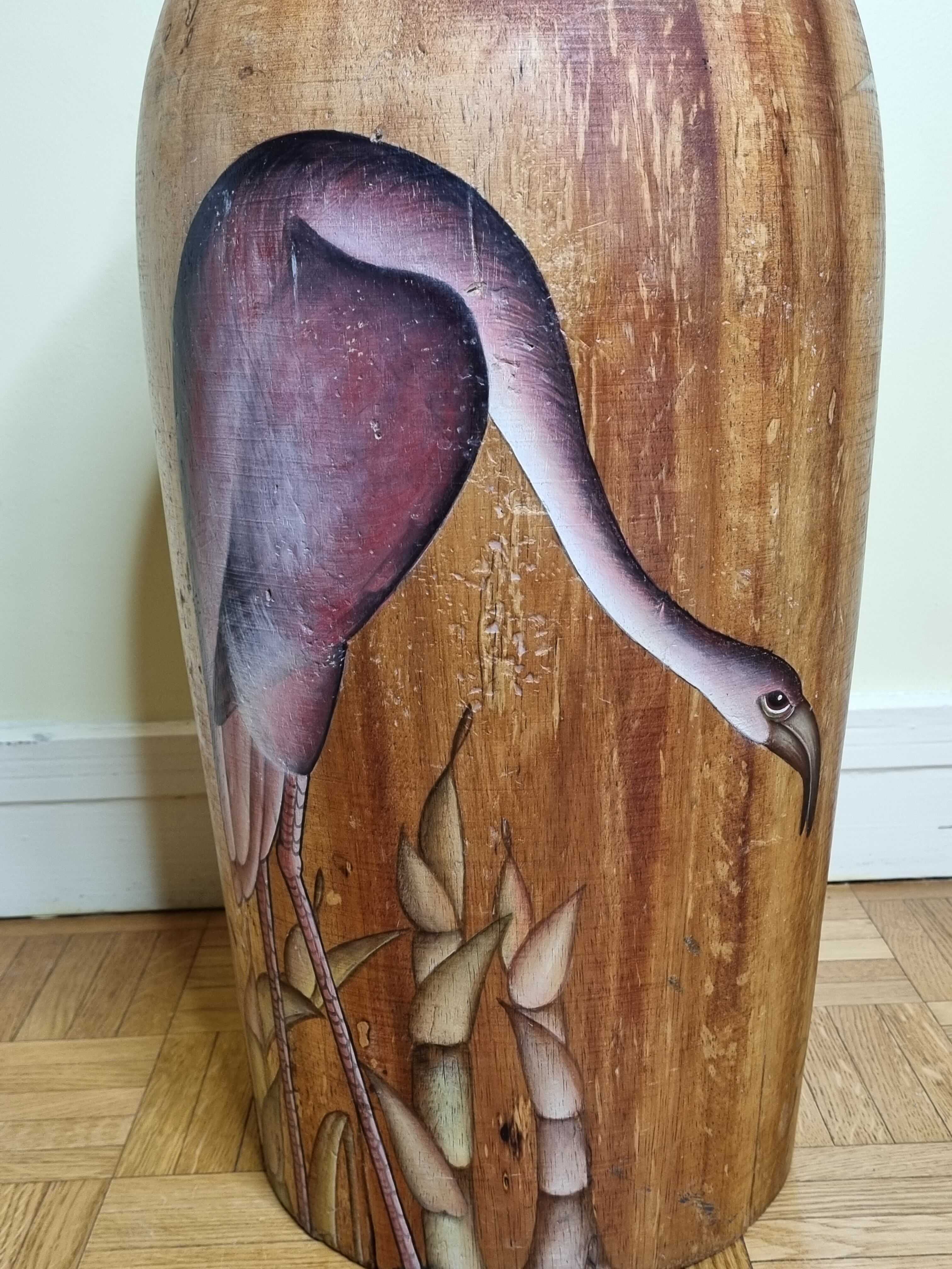Decorative jar in painted solid wood, 57 cm