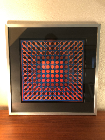 Vintage, Victor Vasarely Op Art print circa 70's
