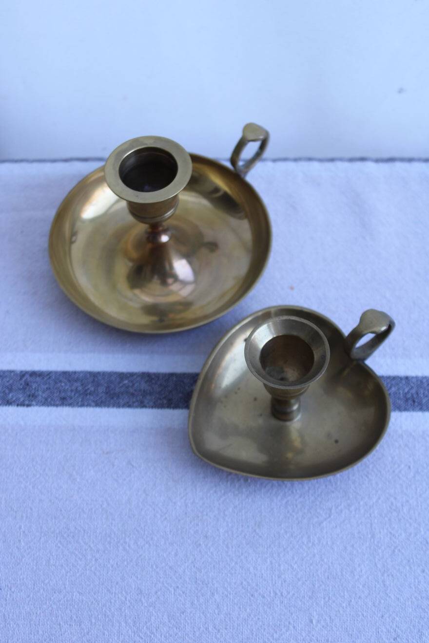 Set of 2 brass candle holders