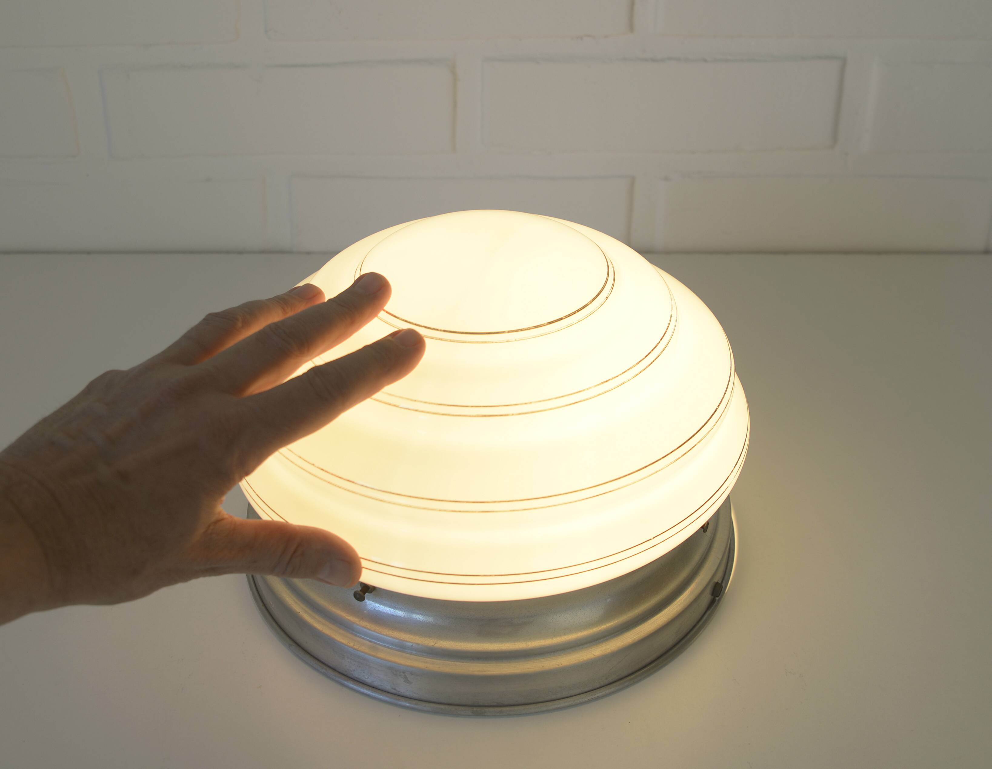 Art Deco Ceiling Lamp / Antique Flush Mount Light / Bauhaus Era Sconce 1930