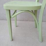 Old bistro chair green curved wood