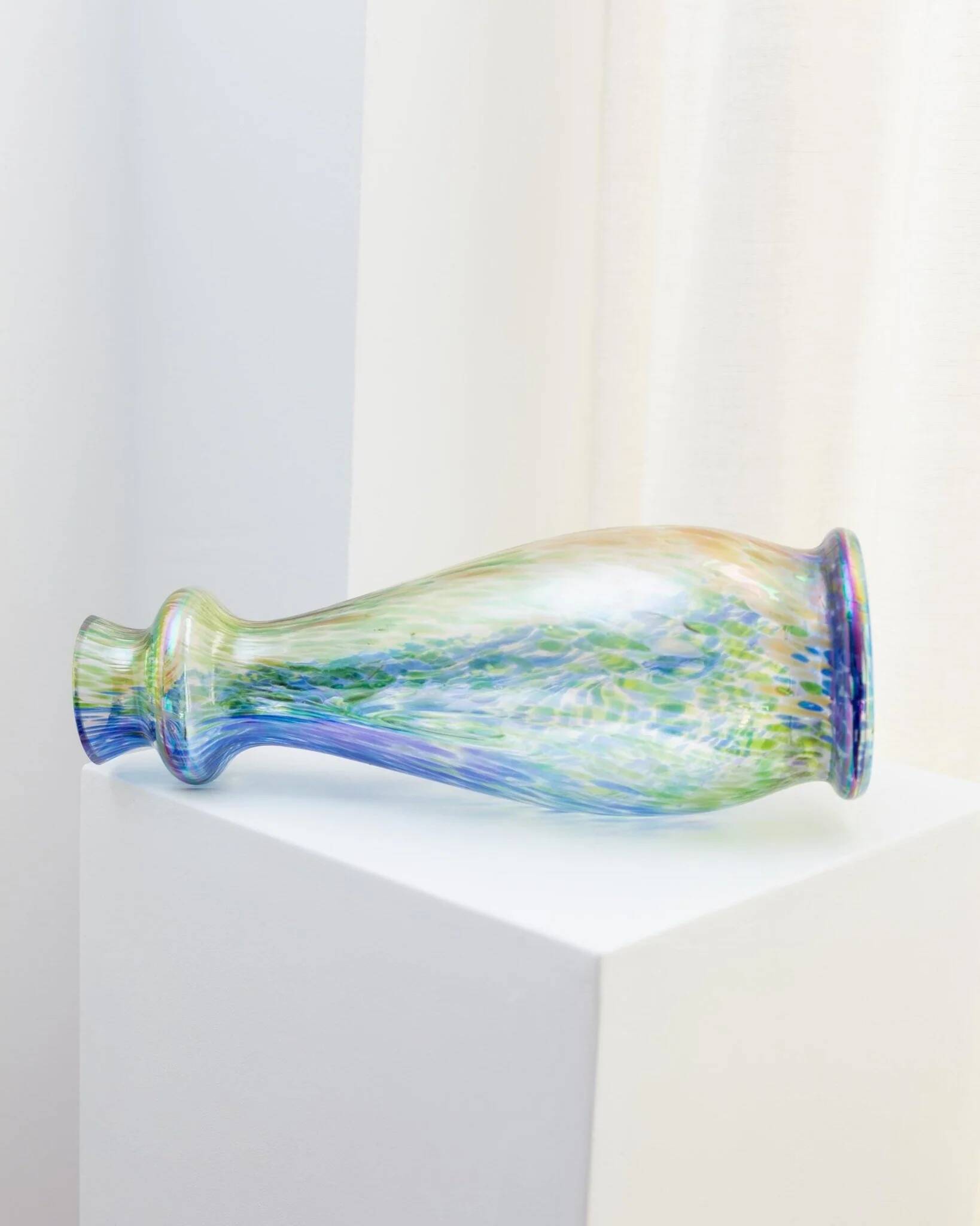 Large Vintage Murano Glass Vase in Multicolor Iridescent Pastel Glass – Italian Art Glass, 1970s