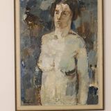 Grande huile sur toile suédoise du milieu du siècle « Étude de nu » par Egon E:son Weinemo