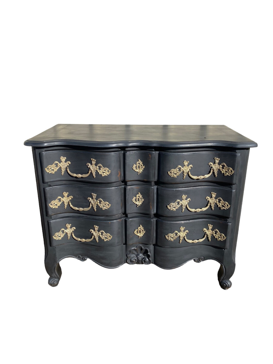 Black and brass chest of drawers