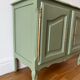 Louis XV style buffet — sage green, brass, cabriole legs