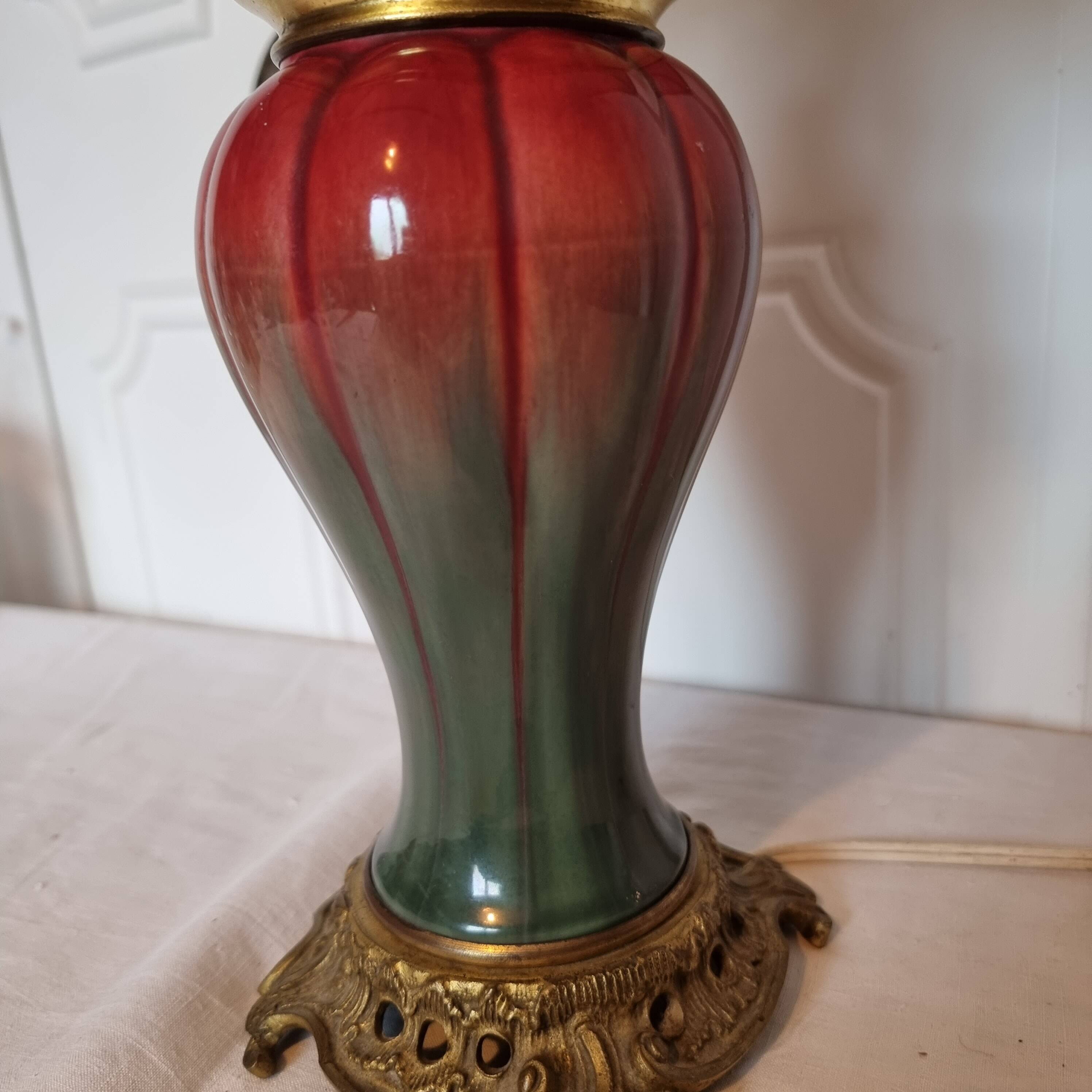 Antique 19th Century Chinese "Oxblood" Lamp Mounted on Bronze - Style