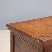 Antique walnut chest with wrought iron handles, Italy, 18th century.
