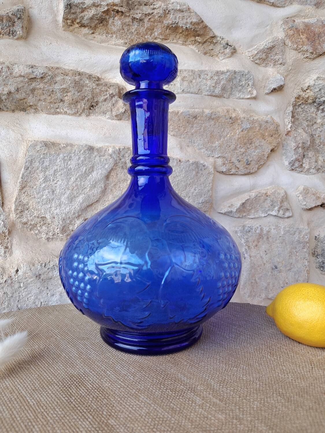 Blue glass carafe