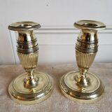 Pair of candlesticks in polished bronze Directoire d'époque
