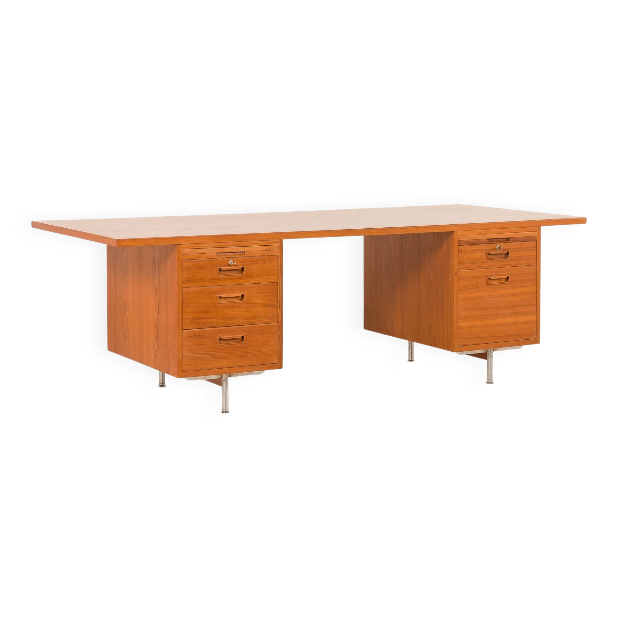 Bureau de direction extra large en teck, style danois du milieu du XXe siècle, années 1970