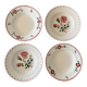Lot de 4 assiettes creuses dépareillées en faïence ancienne • Décor fl
