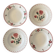 Lot de 4 assiettes creuses dépareillées en faïence ancienne • Décor fl