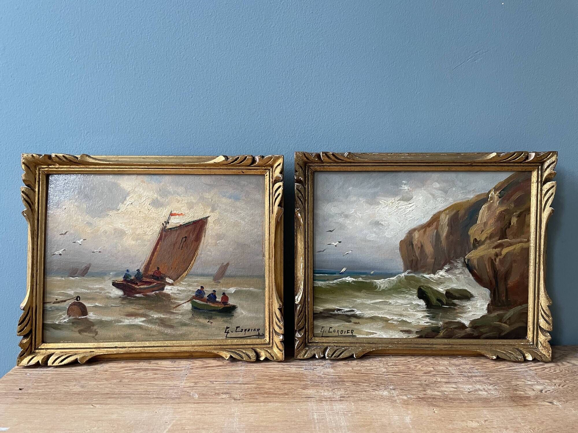 Set of 2 old paintings signed G. Cordier, early twentieth century