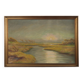 Tableau « La Rivière », design scandinave, années 1970