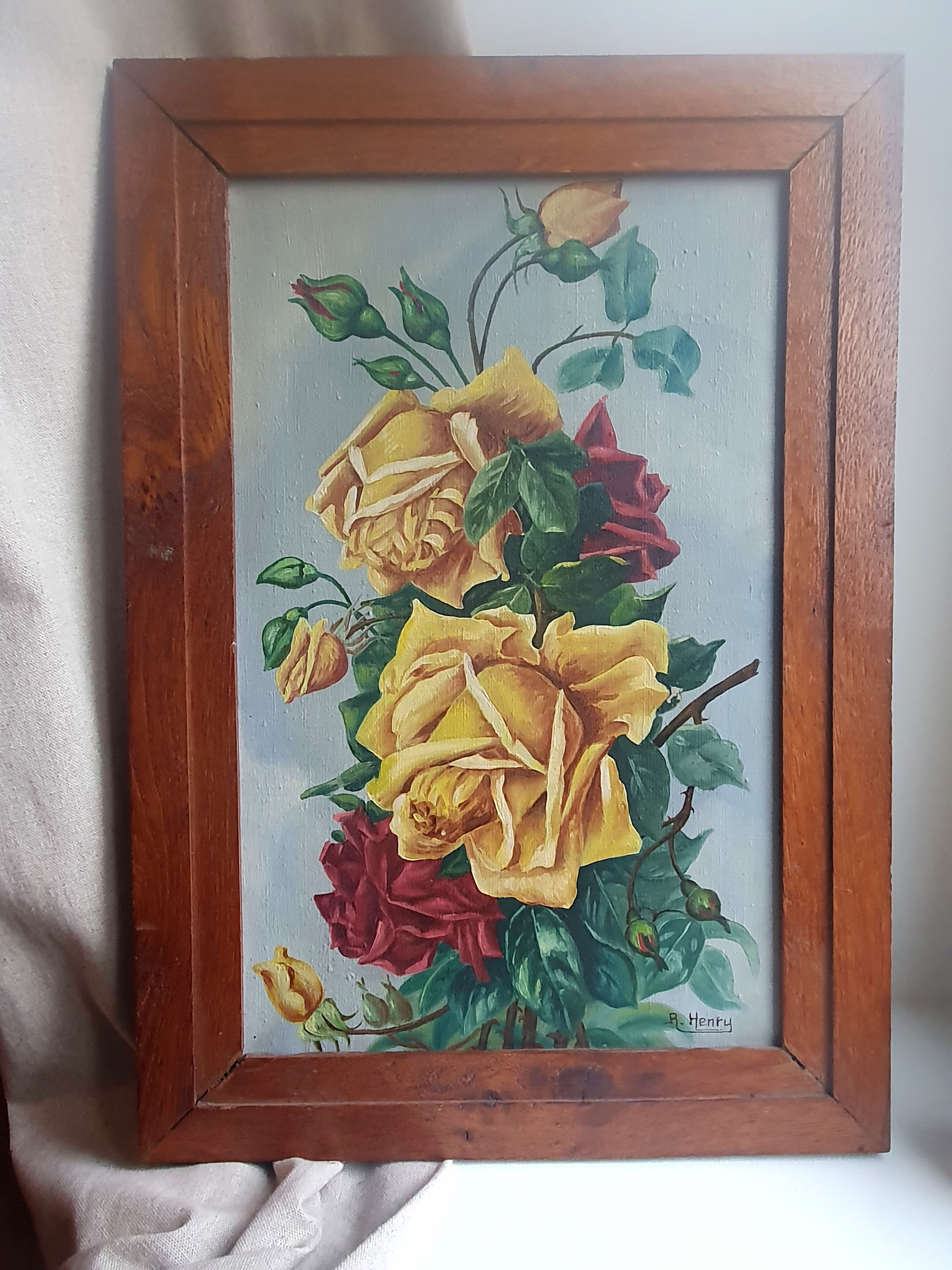 Roses, signed oil painting