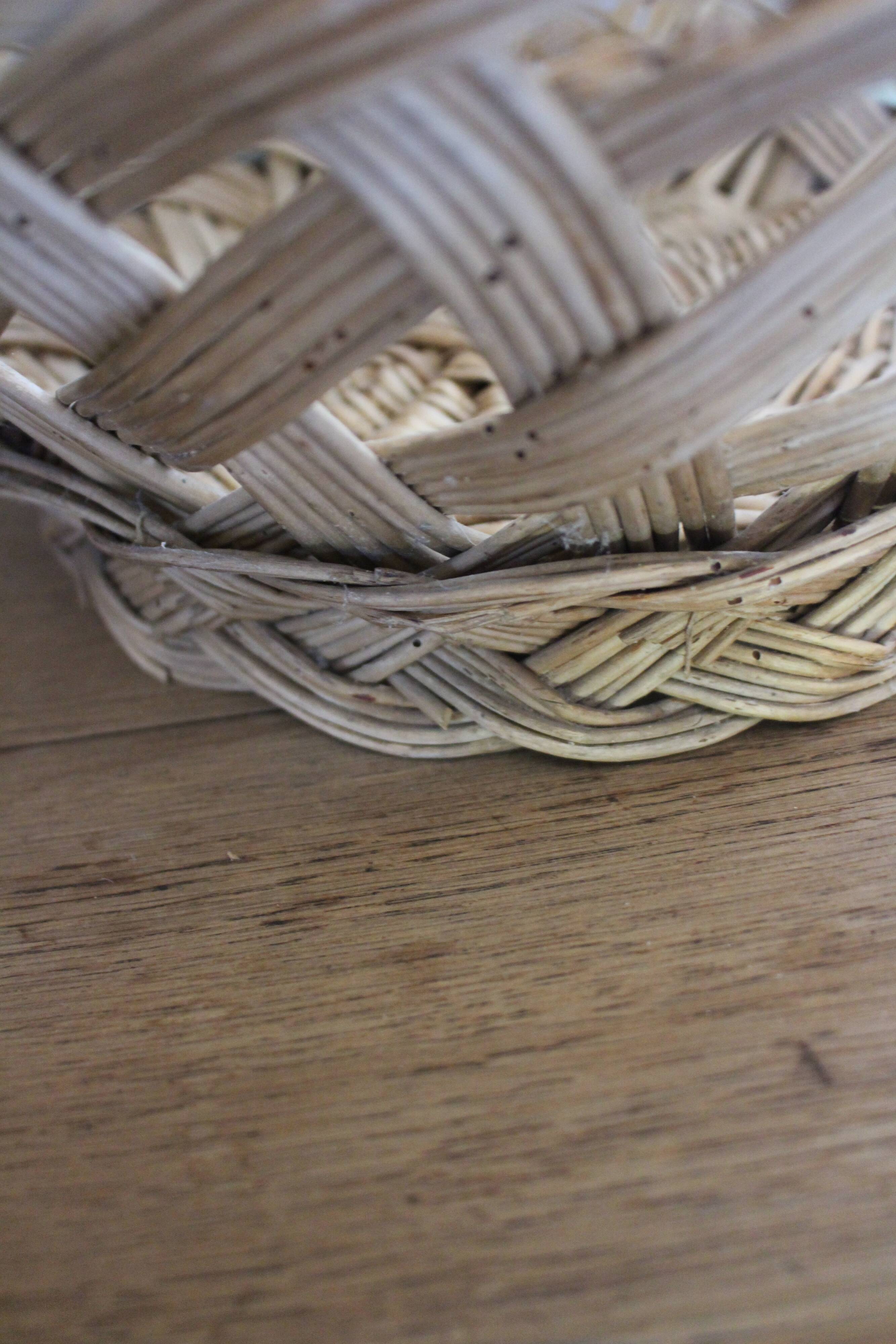 Large vintage woven wicker basket