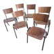 set of 6 vintage design chairs in wood and metal