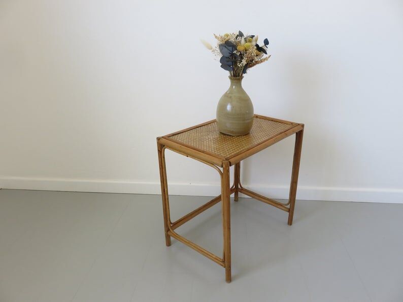 Side table, rattan couch end 60s 70s