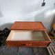 Rattan chest of drawers with one large drawer and two hinged doors - mahogany color