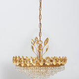Lustre Hollywood Regency style en laiton et cristal de Palwa