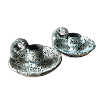 Pair of ceramic cup candlesticks
