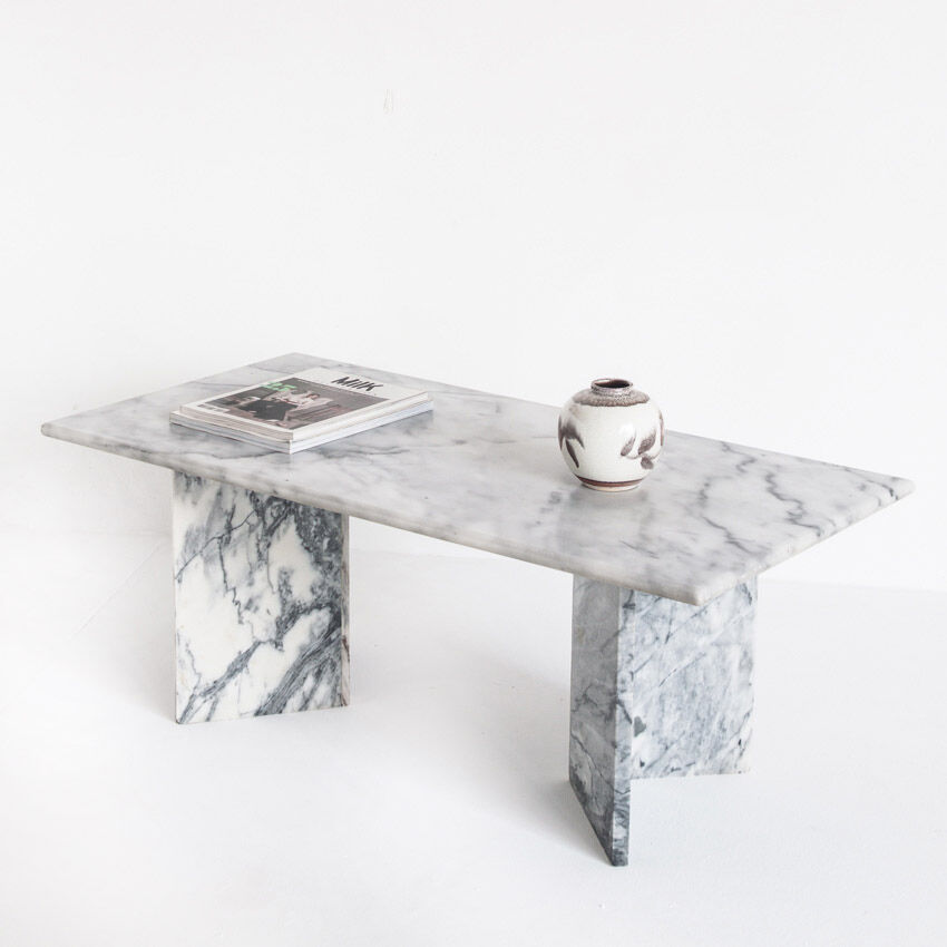 Vintage white marble coffee table - France, 1970s