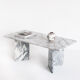 Vintage white marble coffee table - France, 1970s